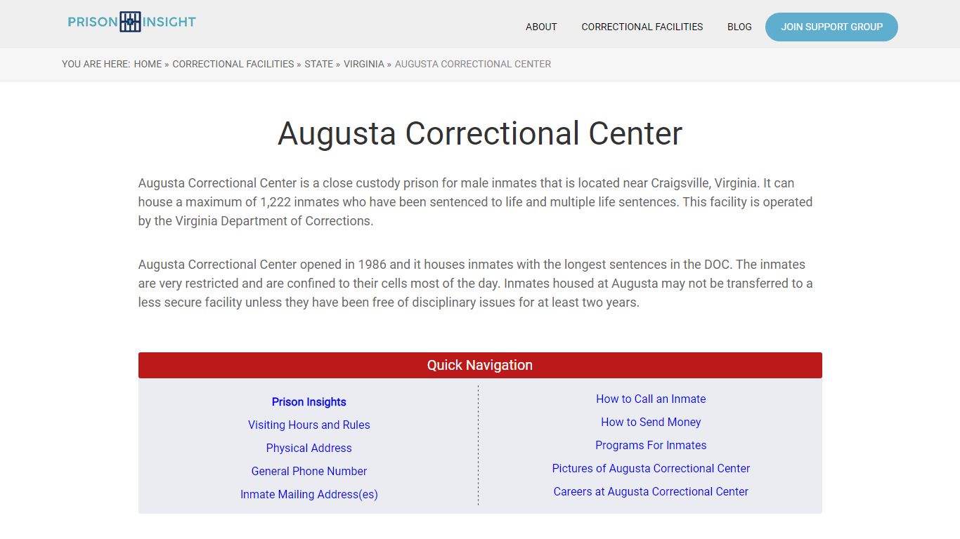 Augusta Correctional Center - Prison Insight